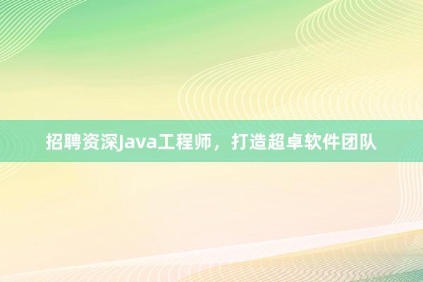 招聘资深Java工程师，打造超卓软件团队